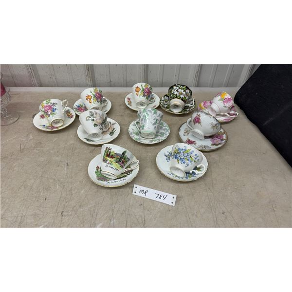 Collection of Bone China Teacups and Saucers Including Royal Albert and More