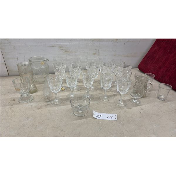 Cut Crystal Stemmed Goblets, Glass Pitchers, Mugs, and More