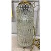 Image 4 : Vintage Glass Cylindrical Pendant Light with Brass Chain & Framed Mirror