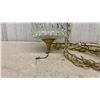 Image 5 : Vintage Glass Cylindrical Pendant Light with Brass Chain & Framed Mirror