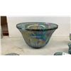 Image 2 : Blue Carnival Glass Grape and Cable Punch Bowl Set with Twelve Cups, Creamer, and Sugar