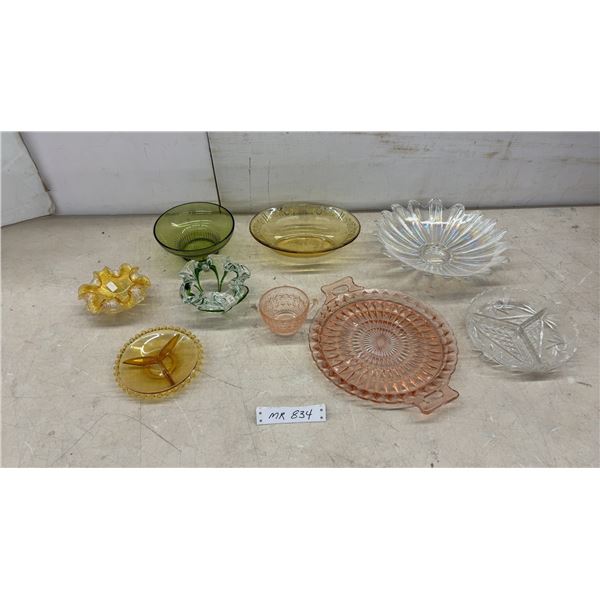 Assorted Depression Glass Bowls, Murano-Style Art Glass, and Serving Dishes and More