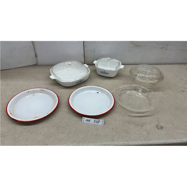 Corning Ware Cornflower Blue Casserole Dishes, Pyrex, Enamelware Pie Plates & More