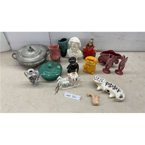 Hull Pottery Water Lily Ceramic Planter with Matching Bud Vases & More