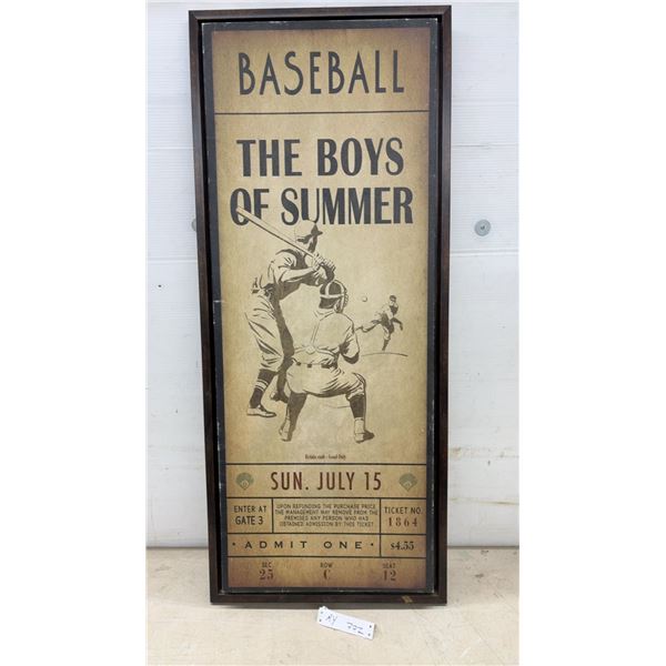 Framed Baseball "The Boys of Summer" Vintage-Style Ticket Canvas Wall Art, 43 x 18"