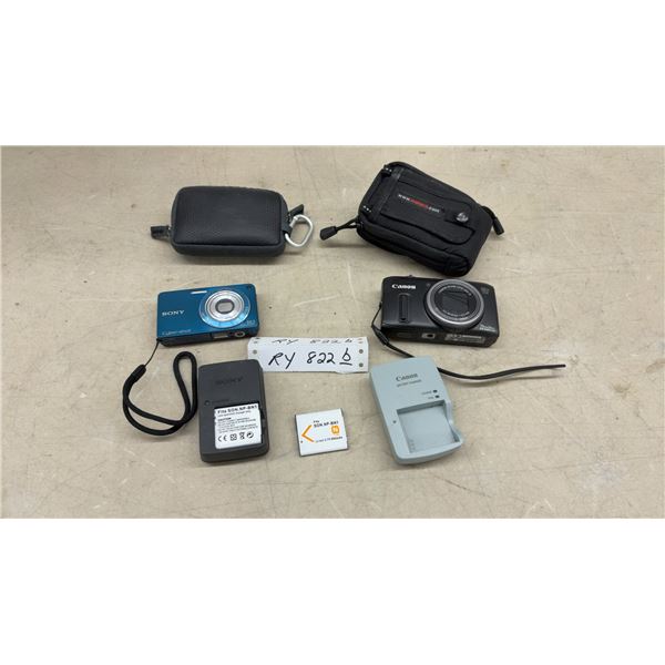 Sony Cyber-Shot 14.1 MP and Canon PowerShot SX240 HS Digital Cameras with Chargers and More