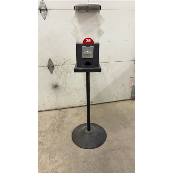 Gum Ball Candy Vending Machine with Zigzag Globe, 25-Cent Mechanism, Key, 46" Tall on Pedestal Base