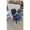 Image 2 : Two Fabric Office Task Chairs, Blue with Armrests and Gray Armless