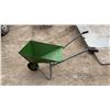 Image 3 : Green Metal Single-Wheel Wheelbarrow with Numbered Volume Markings