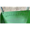 Image 6 : Green Metal Single-Wheel Wheelbarrow with Numbered Volume Markings