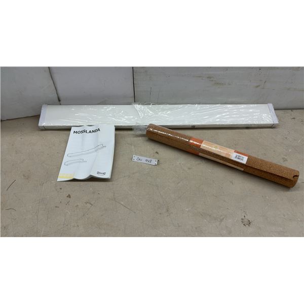 IKEA Mosslanda Picture Ledge 45 1/4" White and Quartet Natural Cork Roll