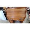 Image 4 : Oak Roll-Top Desk with Tambour Door, Single Cabinet, and Two Drawers 53"29 x 54"