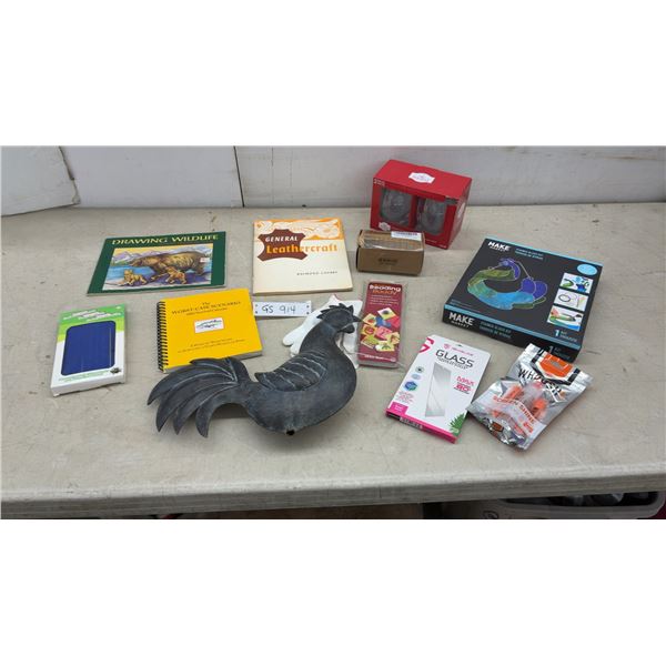 Stained Glass Kit, Leathercraft, 12 Piece Punch Set, Metal Rooster Décor, Holiday Time Stemless