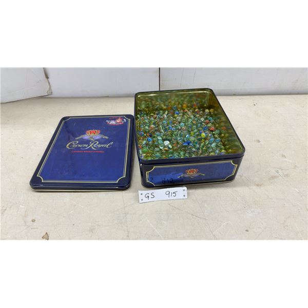 Crown Royal Canadian Whisky Tin with Assorted Glass Marbles