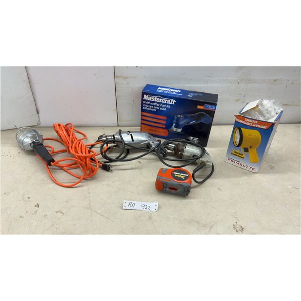 New Mastercraft 12V Multi-Crafter Tool Kit, Primelite Spotlight, Electric Drills, Work Light, and