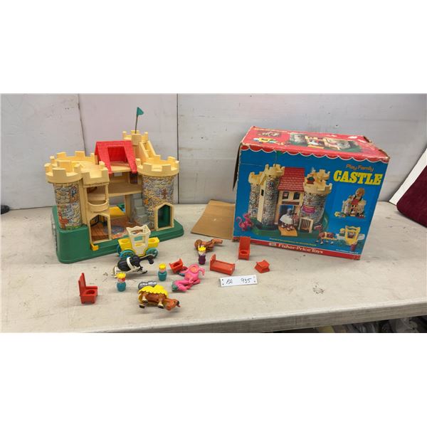 Fisher-Price Play Family Castle No. 993 with Figures, Carriage, Furniture and Original Box