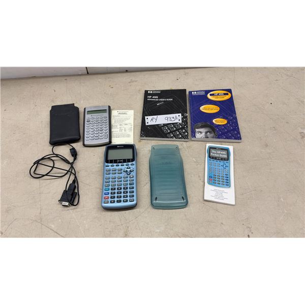 HP 49G Graphing Calculator with Cover, User's Guides, TI BA II Plus Professional, and More