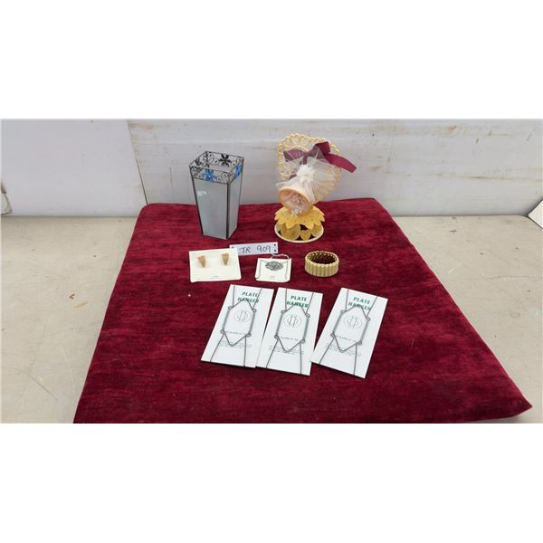 Sarah Coventry Golden Sunset Earrings, Jubilee Necklace, Frosted Glass Vase, Cake Topper and More