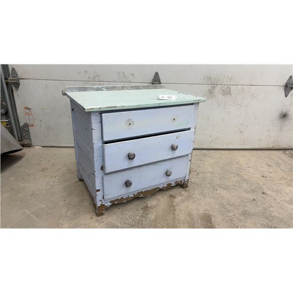 Vintage Wooden Three-Drawer Chest with Distressed Paint Finish, 26 x 19 x 29"