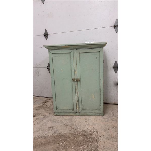 Vintage Painted Wood Two-Door Cabinet, 38 x 31 x 14"