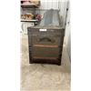 Image 2 : Antique Flat-Top Steamer Trunk with Canvas Exterior and Metal Hardware, 21 x 19 x 36"