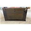 Image 4 : Antique Flat-Top Steamer Trunk with Canvas Exterior and Metal Hardware, 21 x 19 x 36"