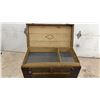 Image 6 : Antique Flat-Top Steamer Trunk with Canvas Exterior and Metal Hardware, 21 x 19 x 36"