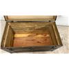 Image 8 : Antique Flat-Top Steamer Trunk with Canvas Exterior and Metal Hardware, 21 x 19 x 36"