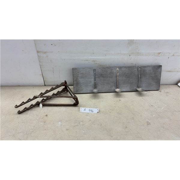 Vintage Wall Hanger Rack, 13" & Rustic Spoon Hook Wall Rack 24 x 7"
