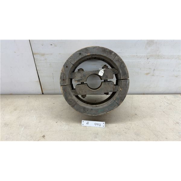 Vintage Wooden Split Pattern for Foundry Casting, Sheave or Pulley Form, 12" Diameter