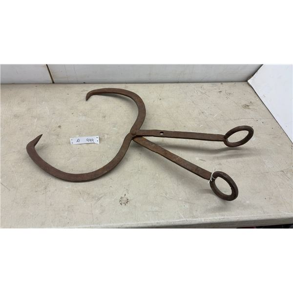 Antique Forged Iron Ice Tongs