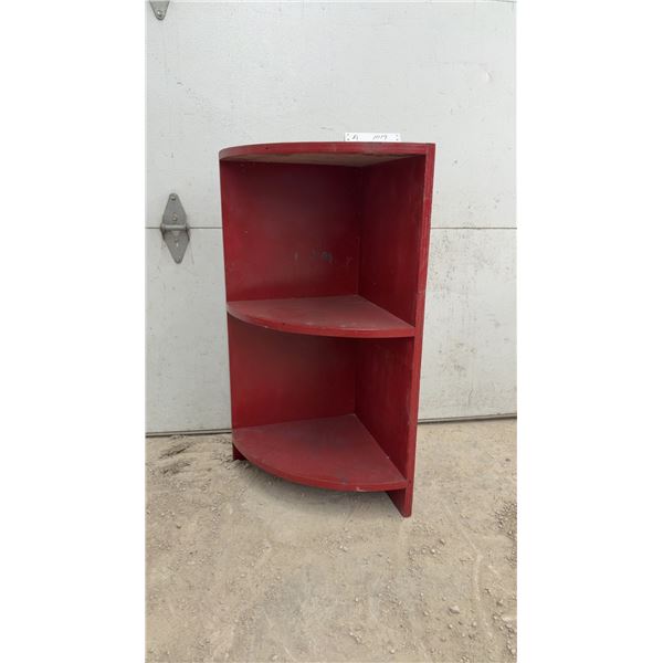 Red Painted Wooden Corner Shelf Unit with Three Curved Shelves, 32 x 15"