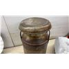 Image 5 : Vintage Milk Can with Lid, Industrial Enamelware Light Shade 18" Diameter and Metal Bowl for Scale