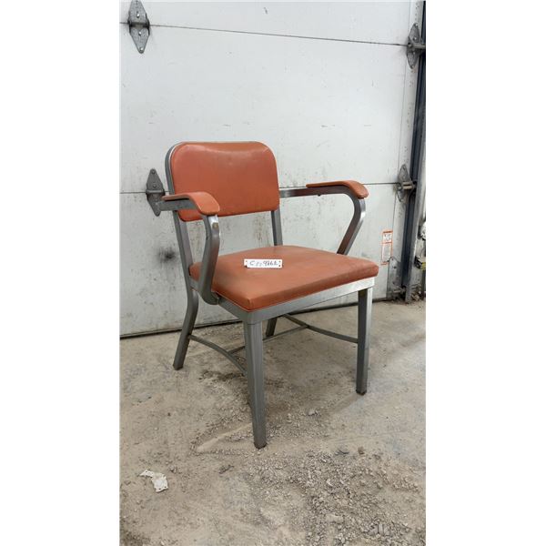 Vintage Royal Metal Manufacturing Co. Industrial Armchair with Upholstered Seat and Back