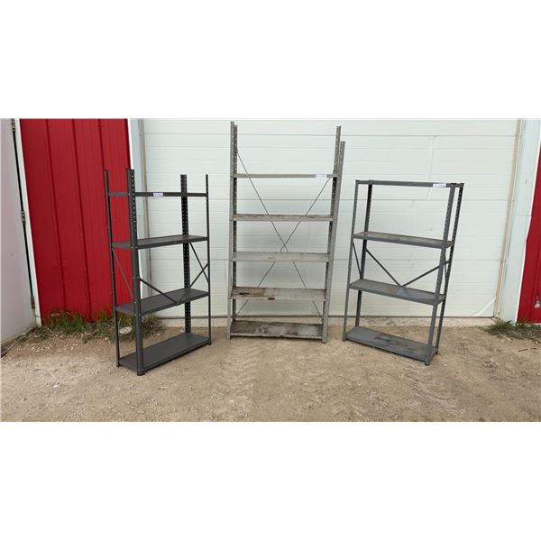 Metal Shelving Units, 12" Deep Slotted Angle Posts with Metal Shelves, 57 x 30", 75 x 36" & 58 x