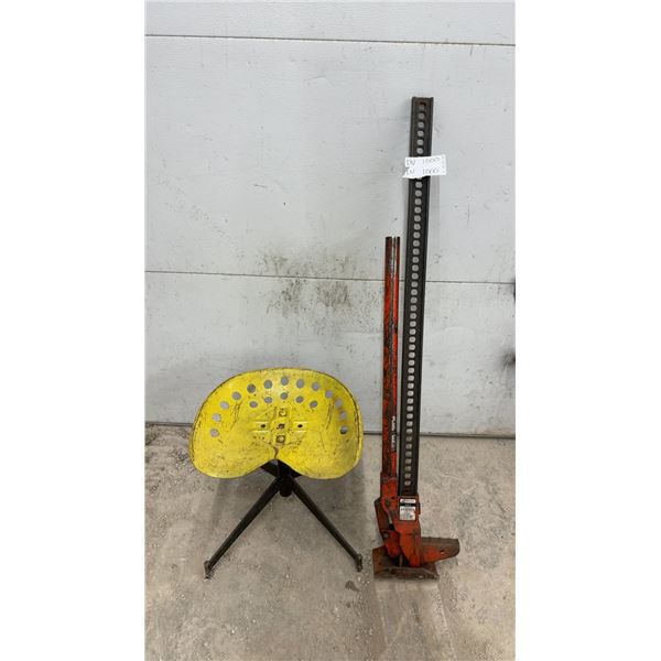 Yellow Tractor Seat Stool and Jackall Mark V High-Lift Jack, 8000-Pound Capacity