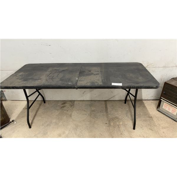Black Plastic Folding Table with Metal Legs 72 x 30