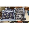 Image 1 : Pillows and Queen Comforter Navy Blue Floral Pattern and Light Blue Trim