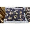 Image 2 : Pillows and Queen Comforter Navy Blue Floral Pattern and Light Blue Trim