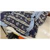Image 3 : Pillows and Queen Comforter Navy Blue Floral Pattern and Light Blue Trim