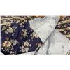 Image 5 : Pillows and Queen Comforter Navy Blue Floral Pattern and Light Blue Trim