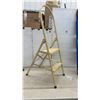 Image 2 : Two-Step Yellow Metal Folding Step Stool and Blue Three-Step Rolling Utility Ladder