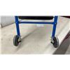 Image 6 : Two-Step Yellow Metal Folding Step Stool and Blue Three-Step Rolling Utility Ladder