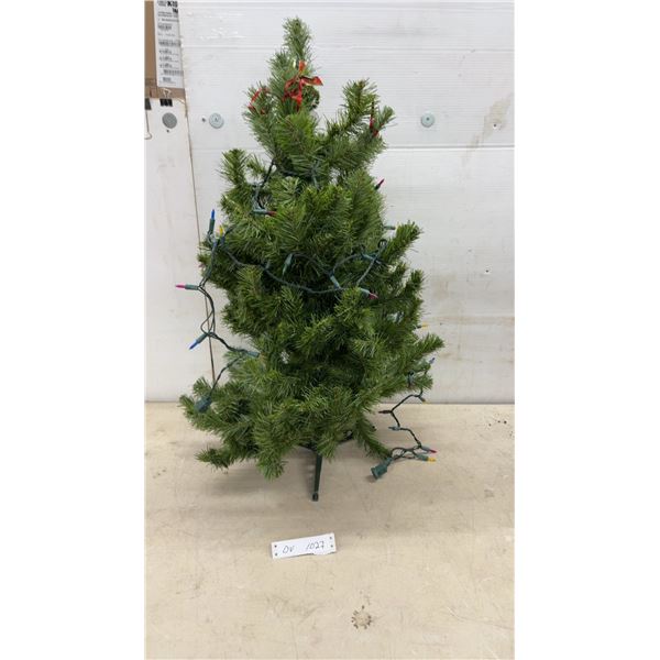 Small Artificial 36" Christmas Tree with Multi-Color Mini Lights and Stand