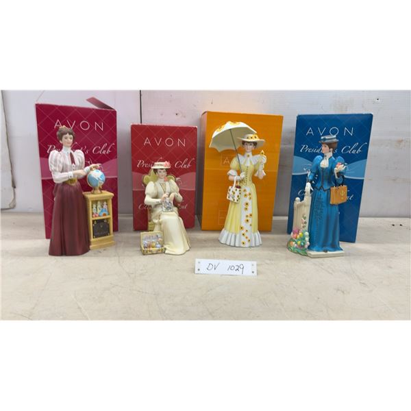 Avon President's Club Mrs. Albee Award Figurines, Four Pieces with Original Boxes