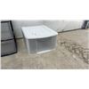Image 4 : Seven-Tier Clear Plastic Storage Drawer Tower with Black Frame and Single-Drawer Storage Unit