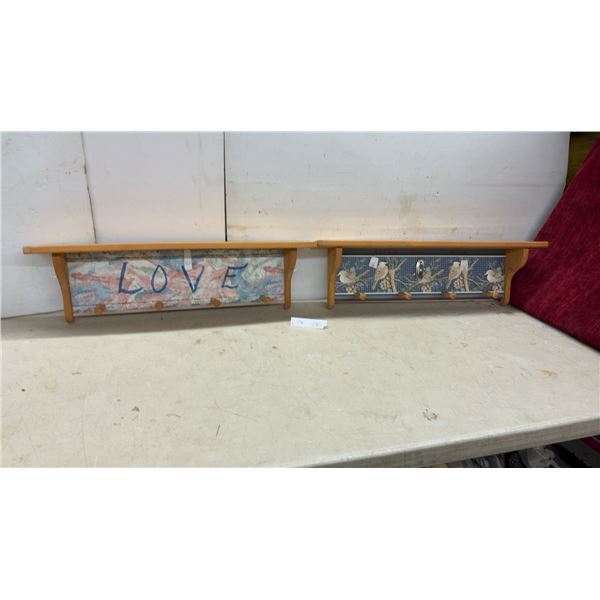 Two Wooden Coat Rack Shelves 30”