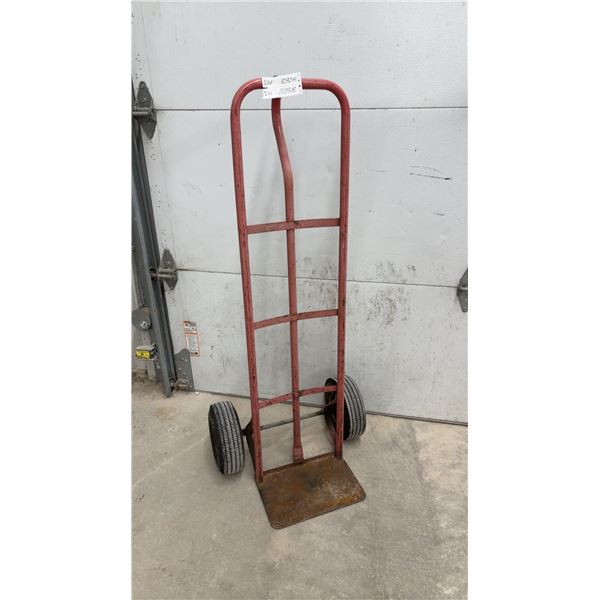 Red Steel Two-Wheel Hand Truck with Pneumatic Tires