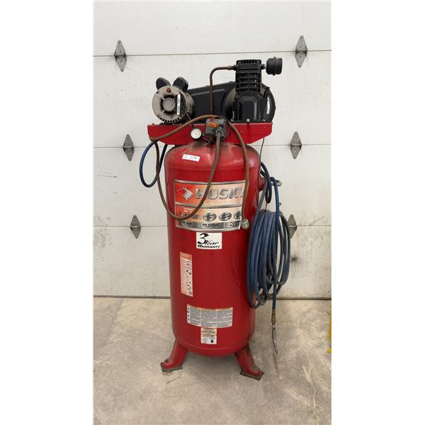 Husky 60-Gallon Vertical Air Compressor, 6.5 Peak Horsepower, 240-Volt, Cast Iron Pump