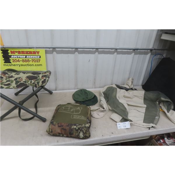 Mosquito Jacket and Headwear (Size XXL, Qty 2) w/ Field Haul Duffel and Folding Camo Stool